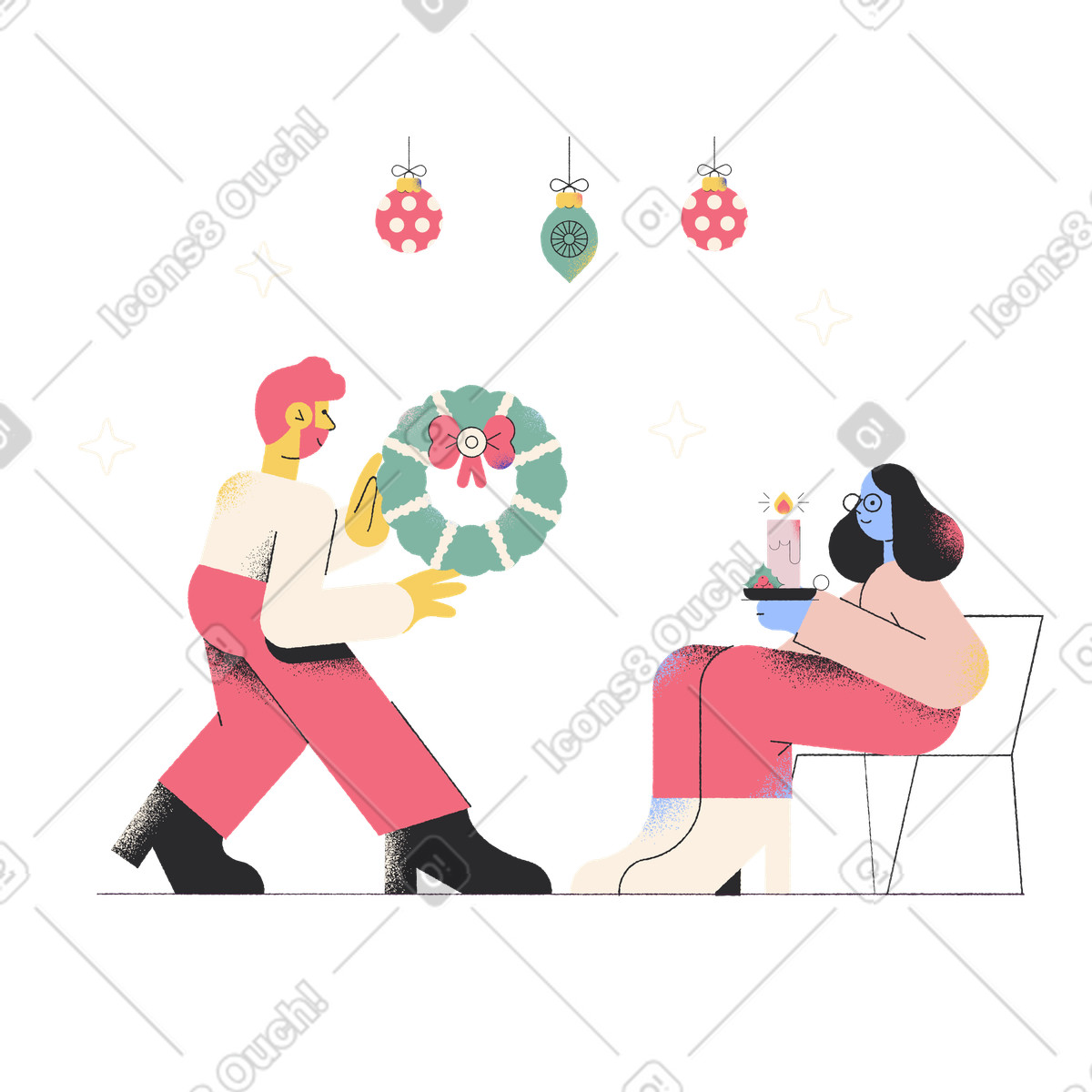 Ilustración Decoraciones para navidad en estilo Pablo a descargar en PNG y SVG