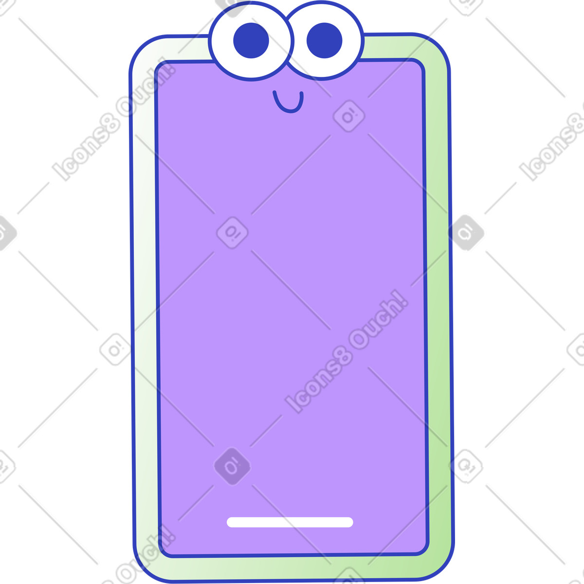 Eyeful 스타일의 Purple smartphone with eyes 일러스트레이션 PNG, SVG 다운로드