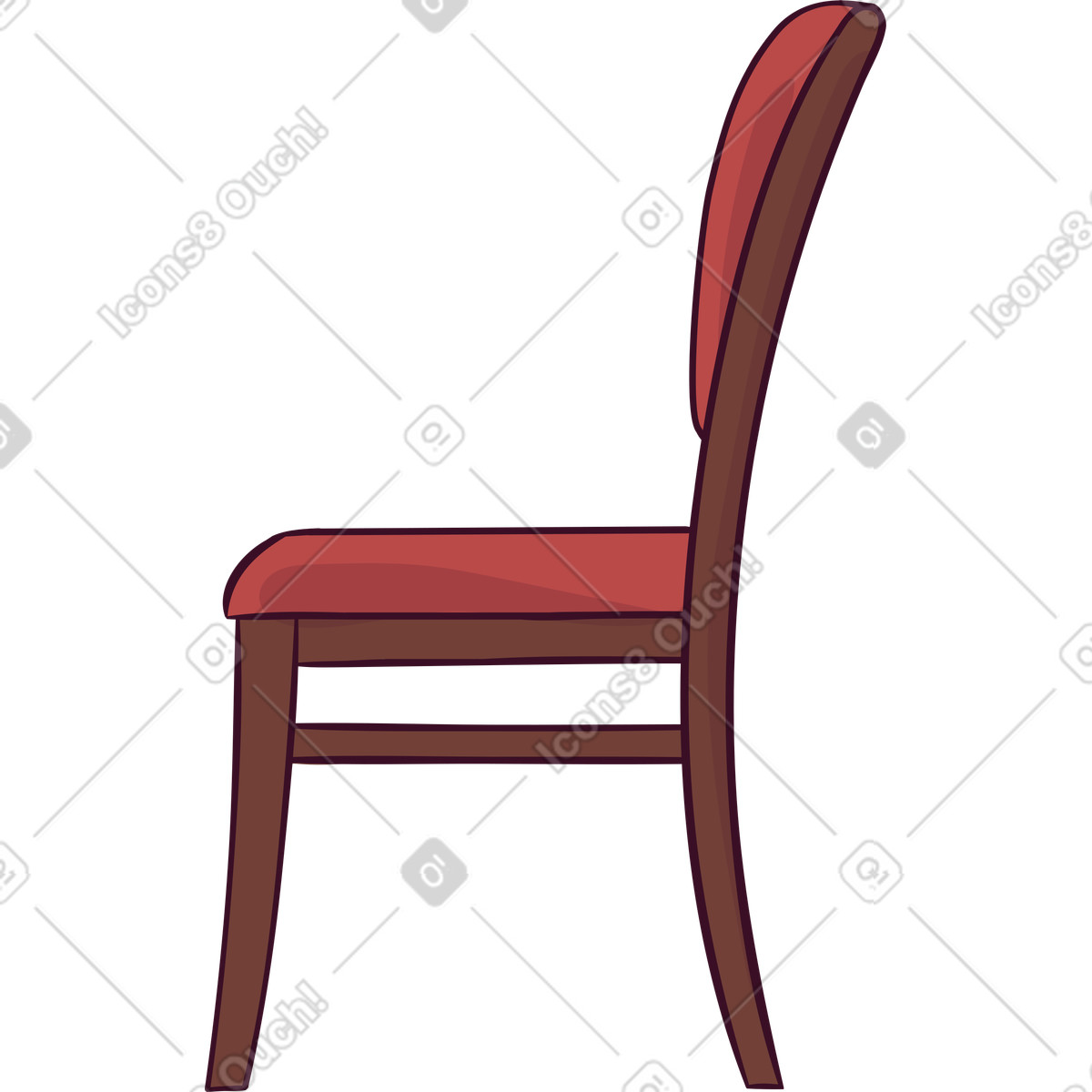 Dining chair with red cushioned seat and backrest illustration in Eastwood style download in PNG, SVG