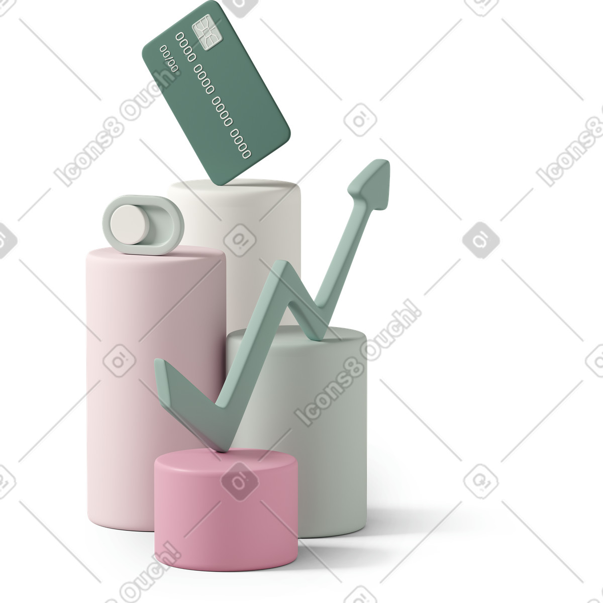 Ilustração de Credit card and chart column em no estilo 3D Casual life para baixar em PNG, SVG