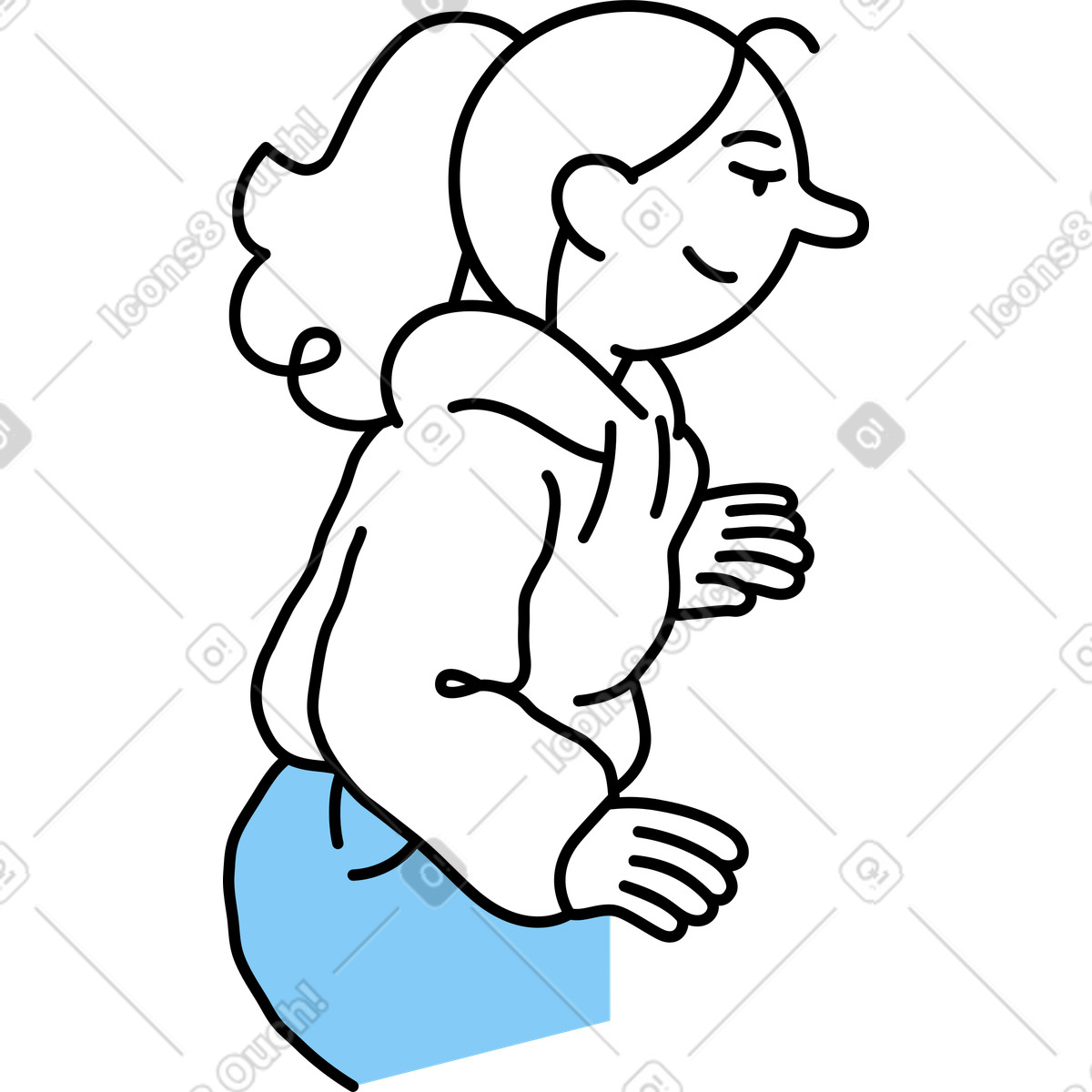 Young woman illustration in Notes style download in PNG, SVG