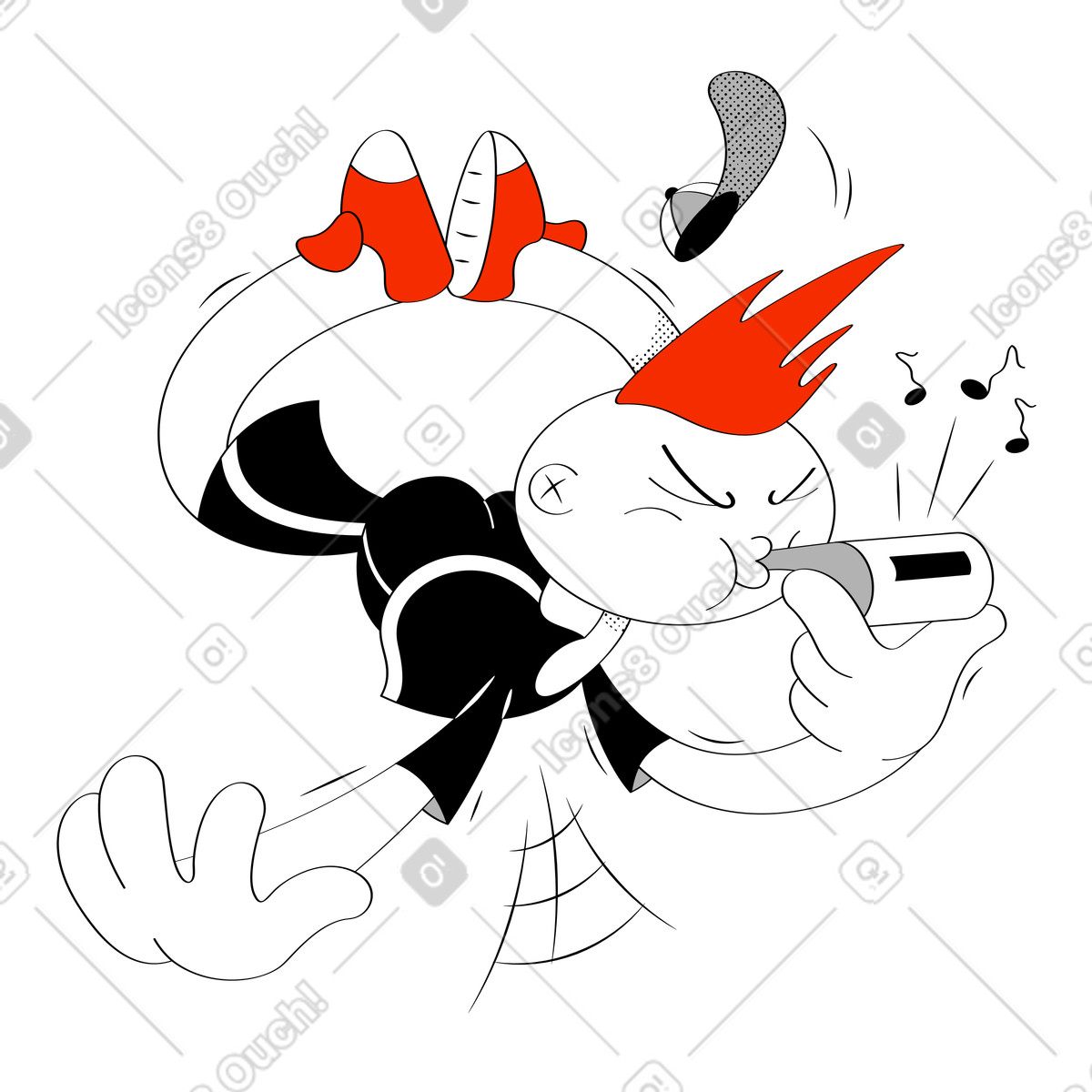 Looney 스타일의 휘파람을 불고 있는 코치 일러스트레이션 PNG, SVG 다운로드
