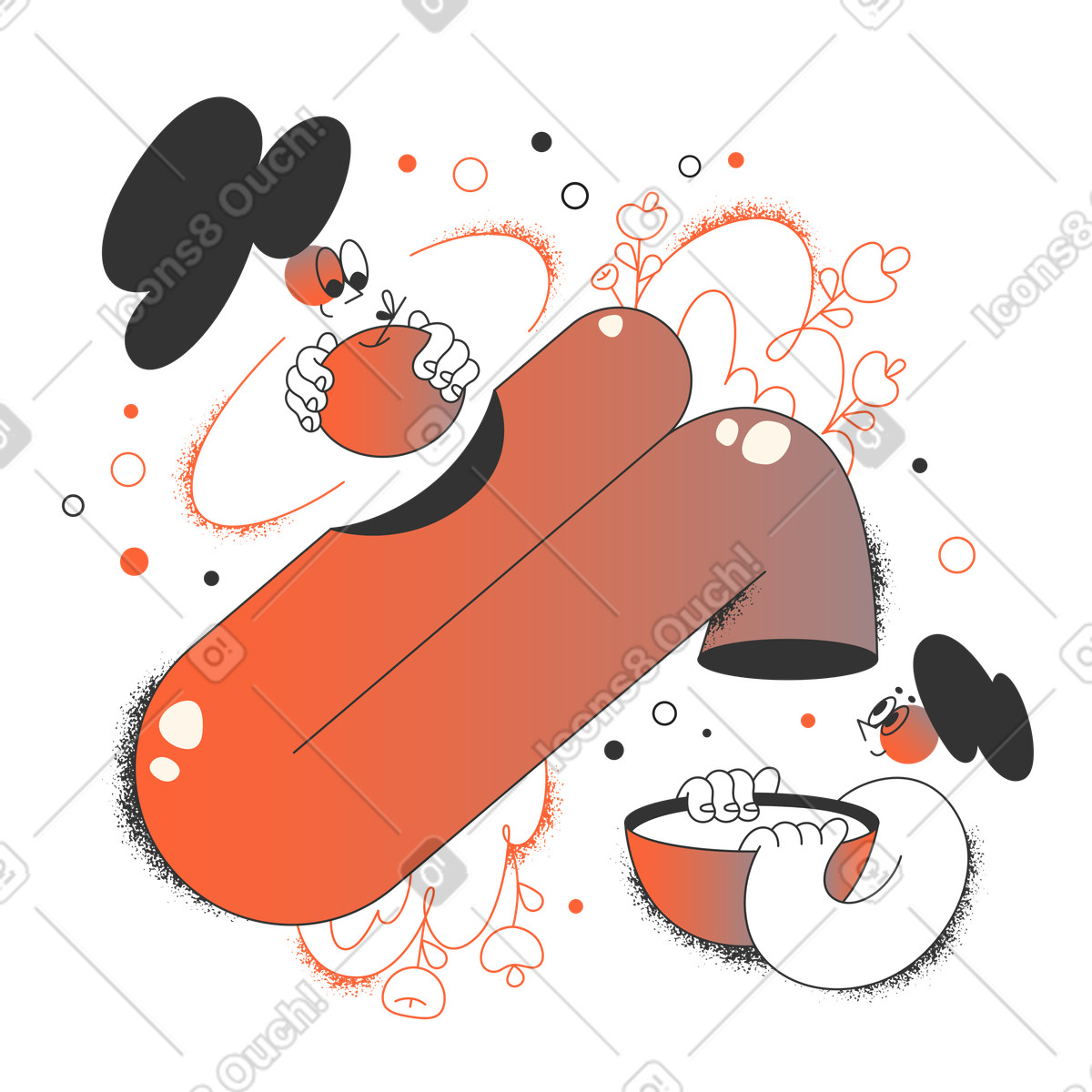 People using tube to deliver food illustration in PNG, SVG