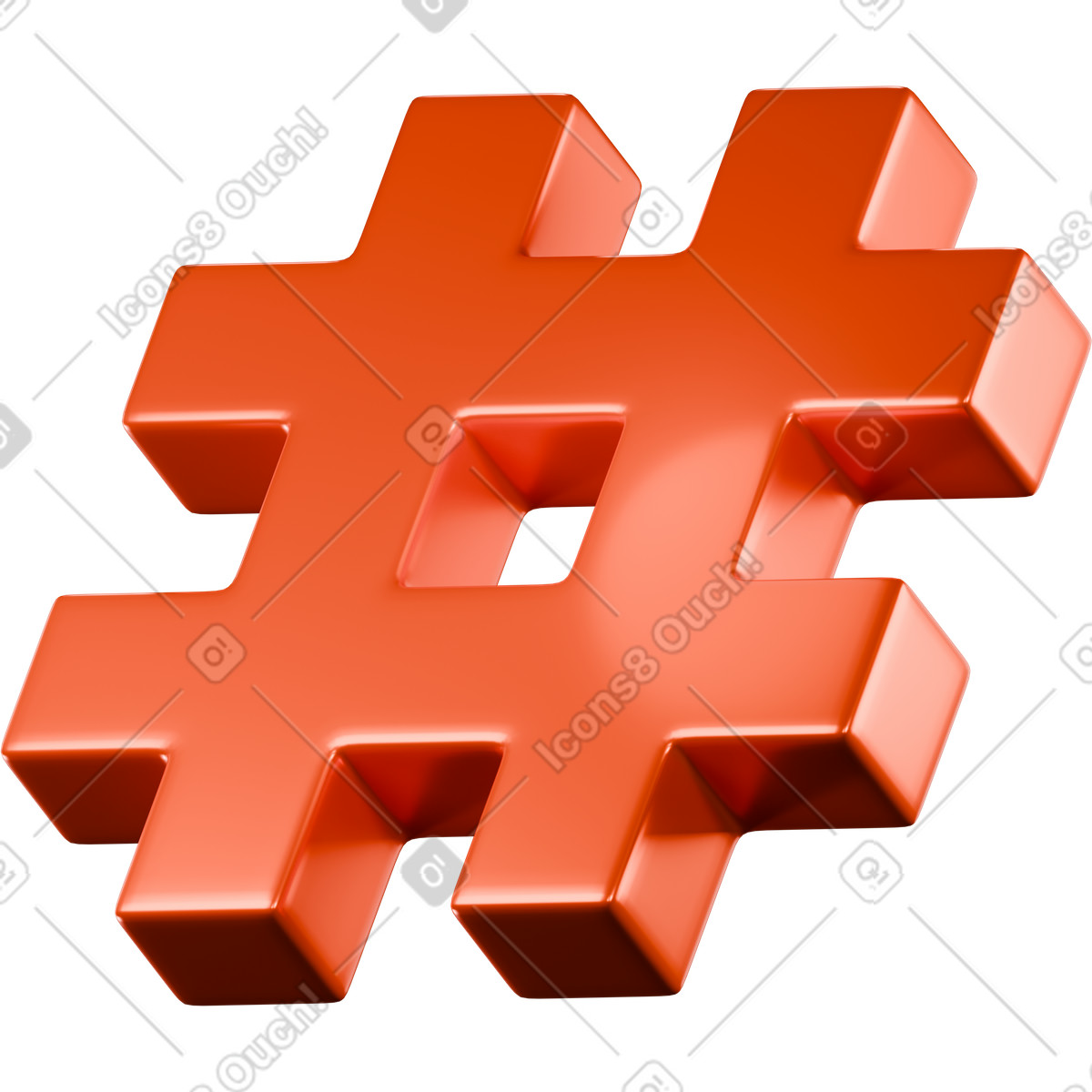 Ilustración Hashtag en estilo 3D Platforms a descargar en PNG y SVG