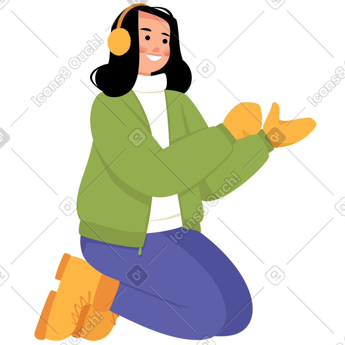 Ilustración Mujer en ropa de invierno estilo Lagom a descargar PNG y SVG