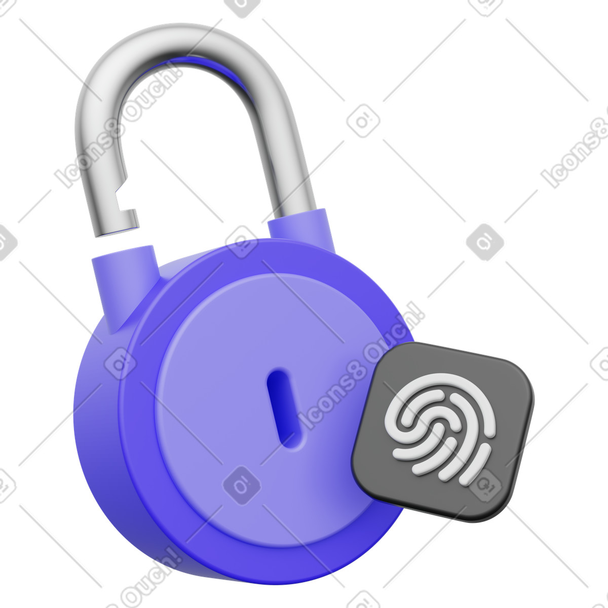 Ilustração de Padlock with fingerprint, Biometric authentication security lock, Fingerprint login verification em no estilo 3D Playful para baixar em PNG, SVG