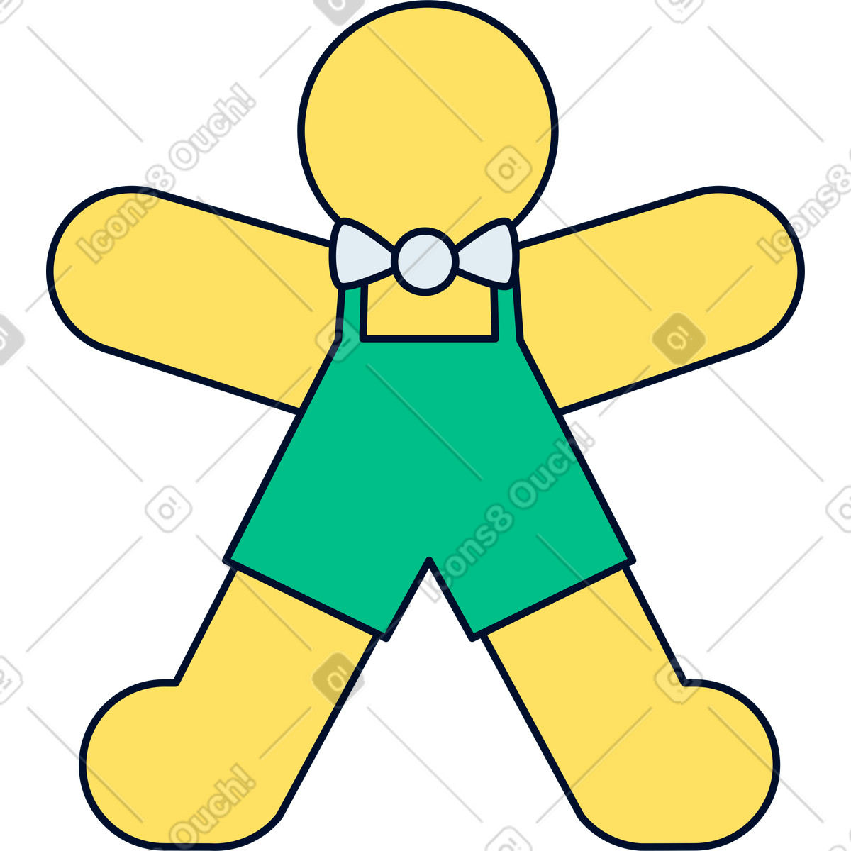 Omino di pan zenzero illustrazione in stile Teal scarica in PNG, SVG
