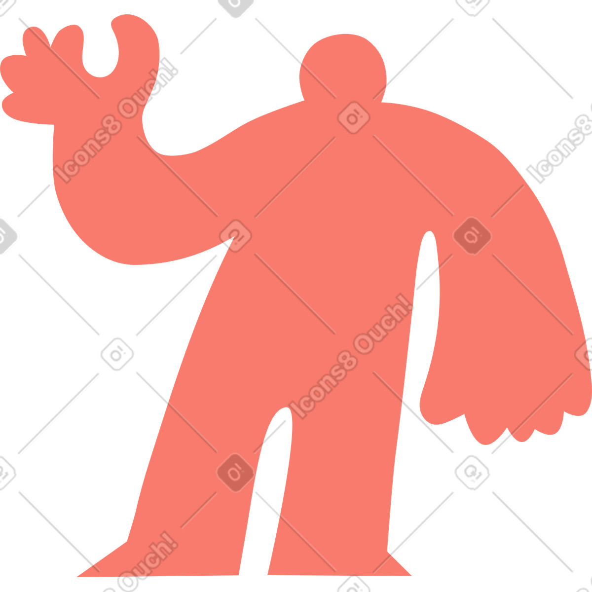 下载 Bold People 风格的 Figure silhouette with exaggerated proportions long arms and wide shoulders 插画，支持 PNG、SVG 格式