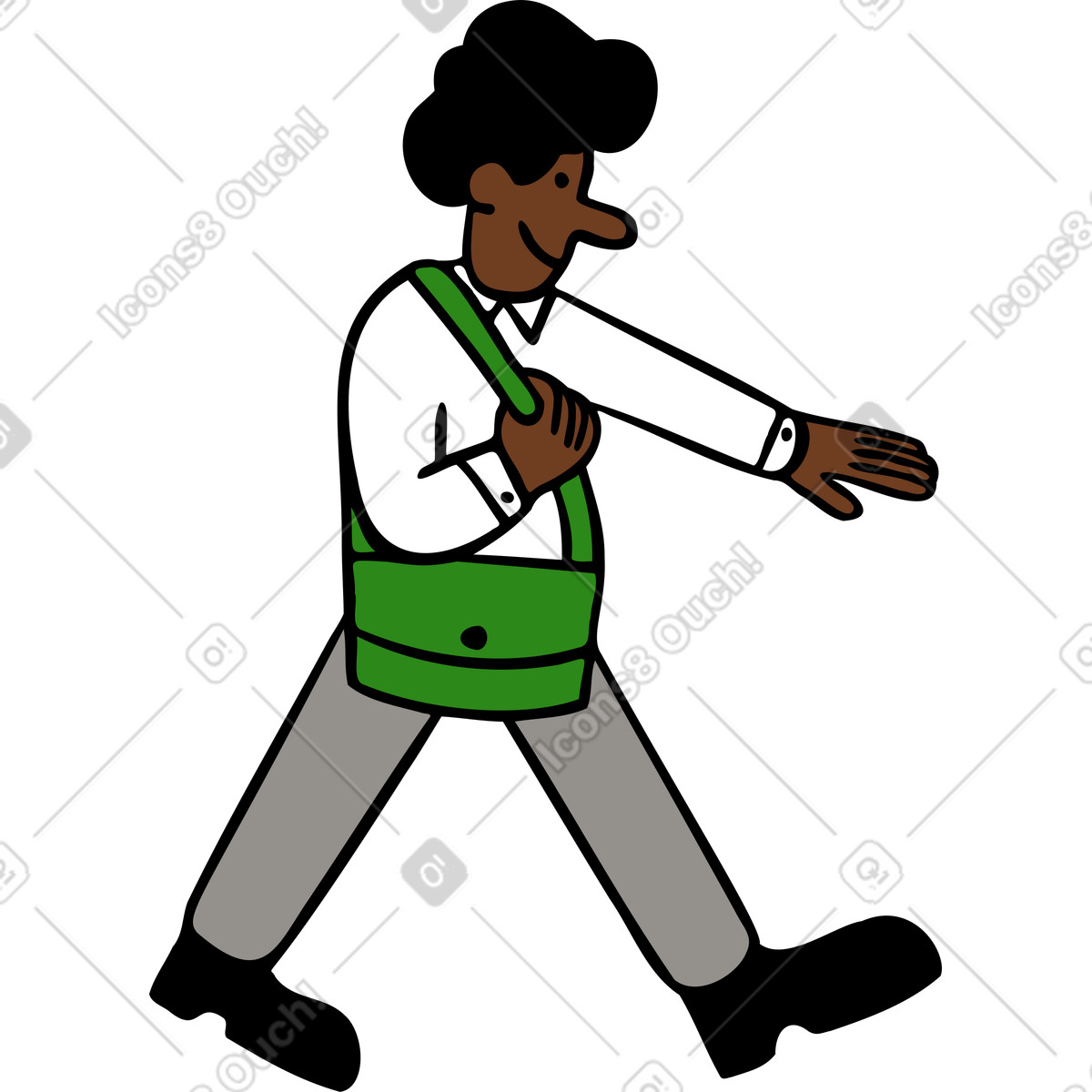 Man walking with his arm outstretched illustration in Comic style download in PNG, SVG