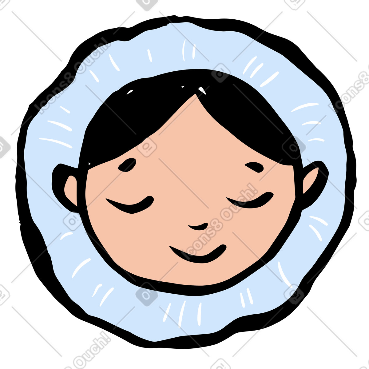 下载 Scandi 风格的 戴头巾的微笑女孩 插画，支持 PNG、SVG 格式