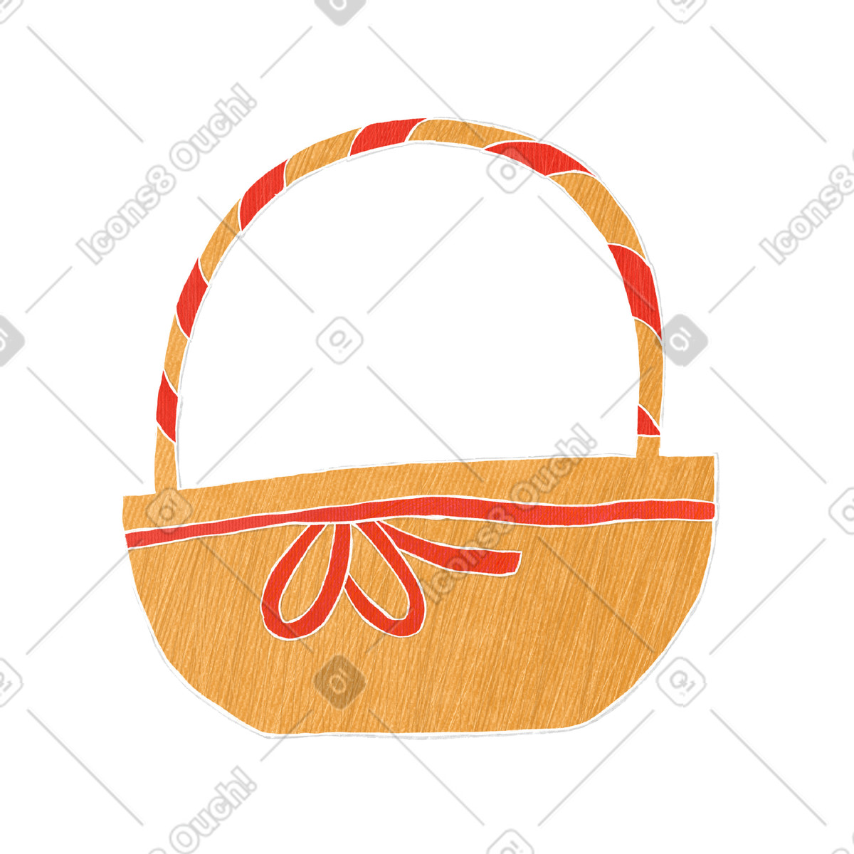 Ilustración Wicker basket with red ribbon en estilo Crafty a descargar en PNG y SVG