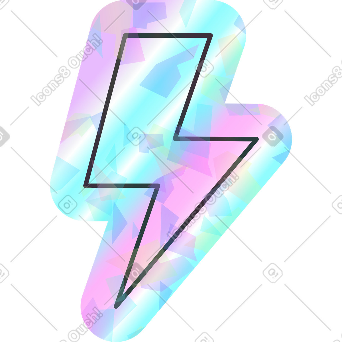 Lightning illustration in Holostickers style download in PNG, SVG