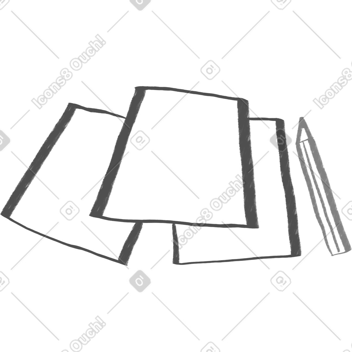 Gray papers with pen illustration in Company style download in PNG, SVG