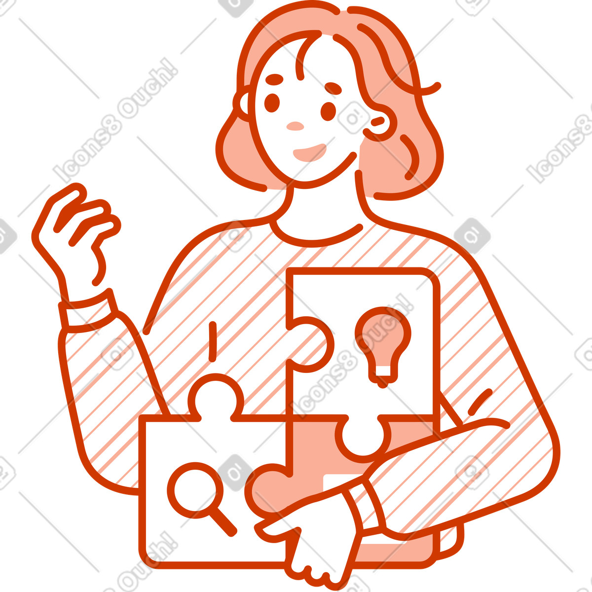 Ilustração de Torso mulher com quebra-cabeça em no estilo Natty para baixar em PNG, SVG