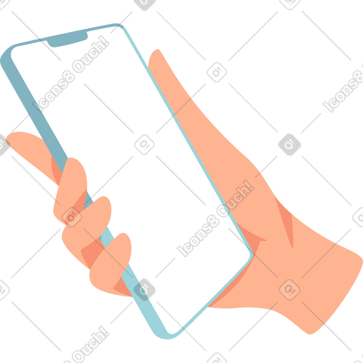 Mano della donna con il cellulare illustrazione in stile Lagom scarica in PNG, SVG