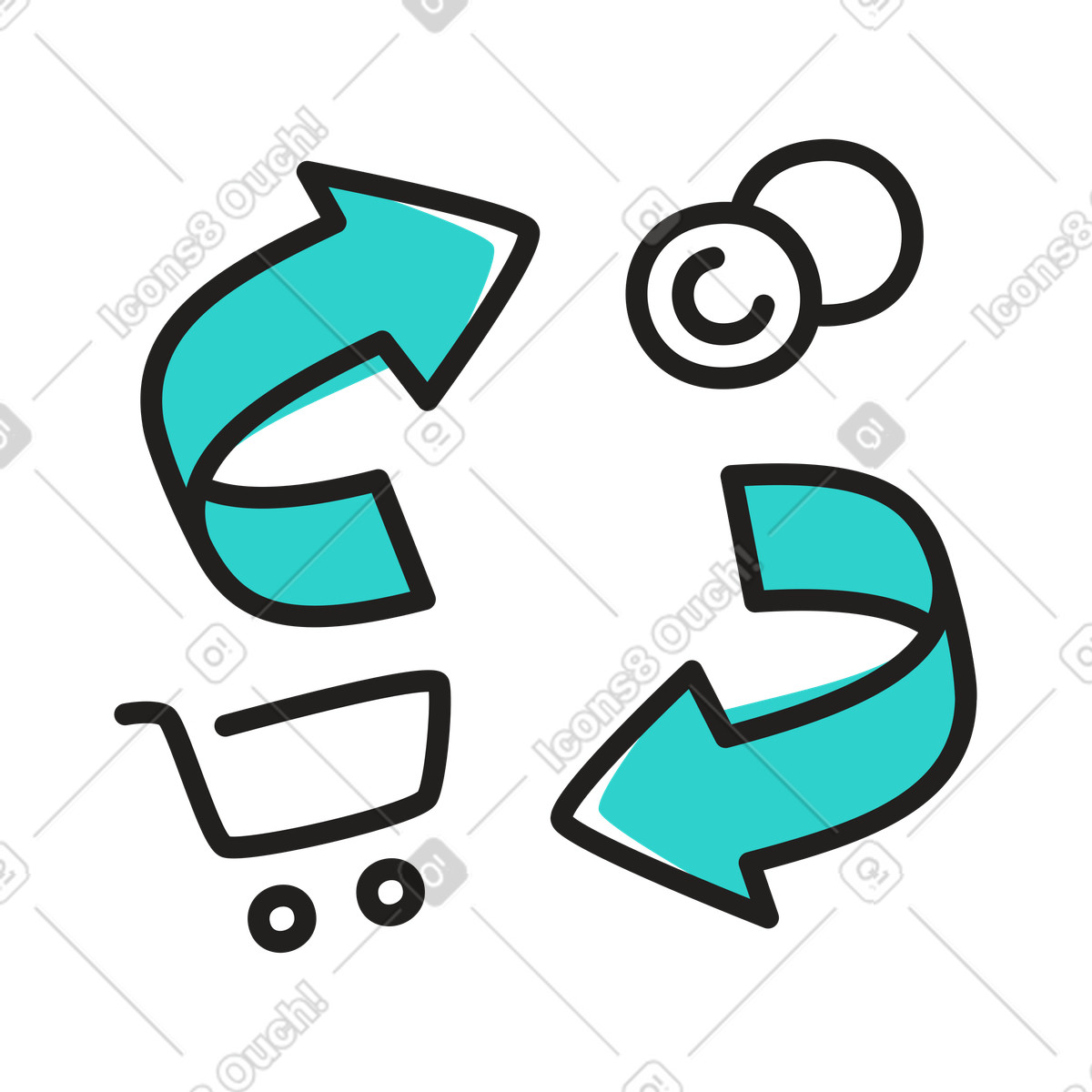 Money earned from cashback illustration in Little style download in PNG, SVG