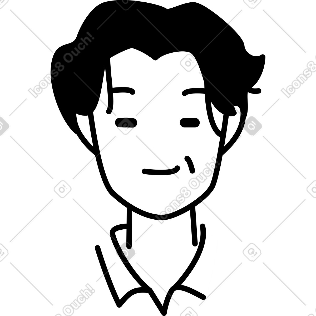 Ilustração de Cabeça um homem com cabelos ondulados em no estilo Weekday para baixar em PNG, SVG
