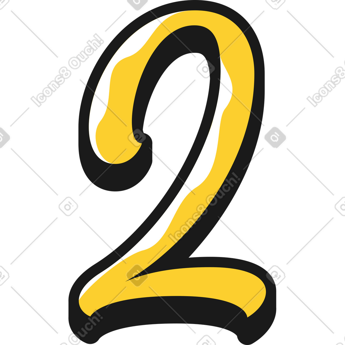 Lettering two illustration in Taxi style download in PNG, SVG