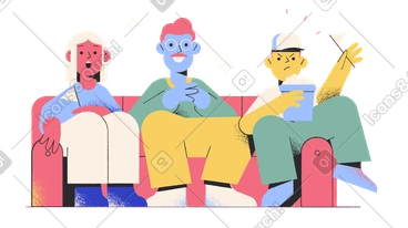 Family watching movies at home PNG, SVG