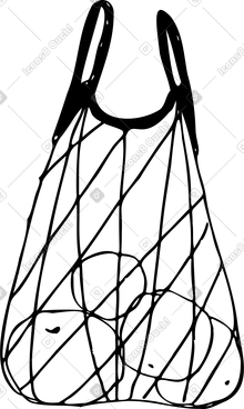 Net bag for groceries with fruits PNG, SVG