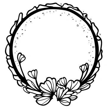 A decorative circle enhances the composition, surrounding an arrangement of dried bleeding heart flowers. The flowers display their characteristic heart-shaped petals, with their delicate, drooping forms prominently featured. The frame of the circle is intricately designed, adding an ornate touch to the image. The background is filled with subtle textures, providing depth to the overall presentation.