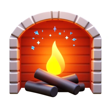 A fiery ember in a fireplace, glinting with diamond-like sparks