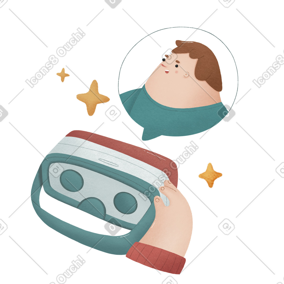 Zwei personen unterhalten sich im vr-chat-Illustration Woolly-Stil als Download in PNG, SVG