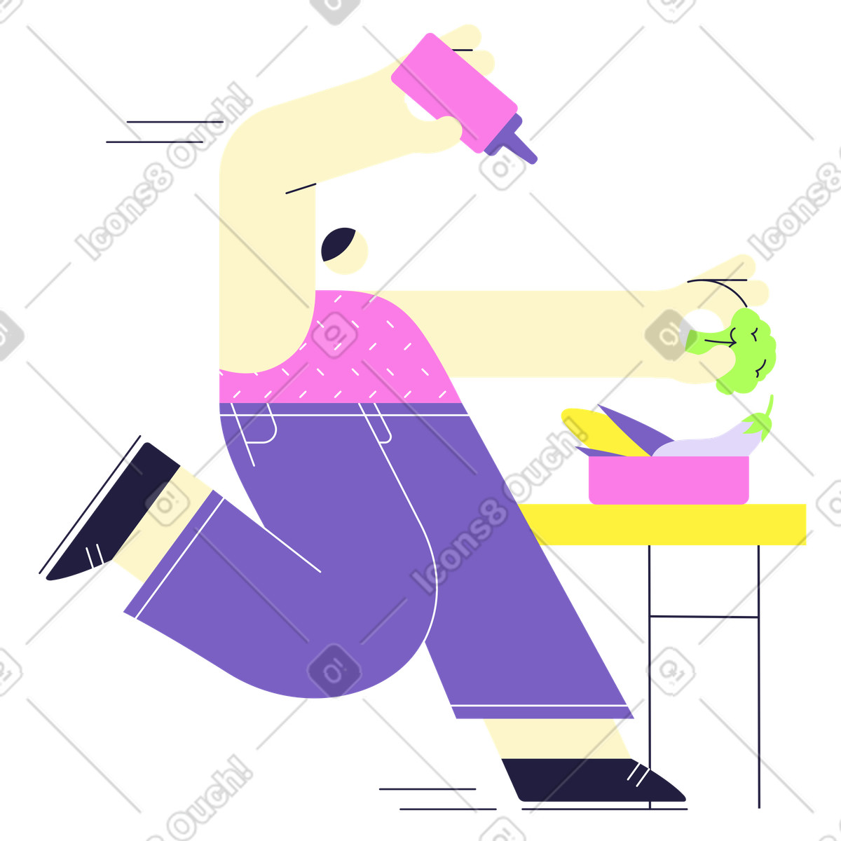 Иллюстрация Делаем салат в PNG и SVG