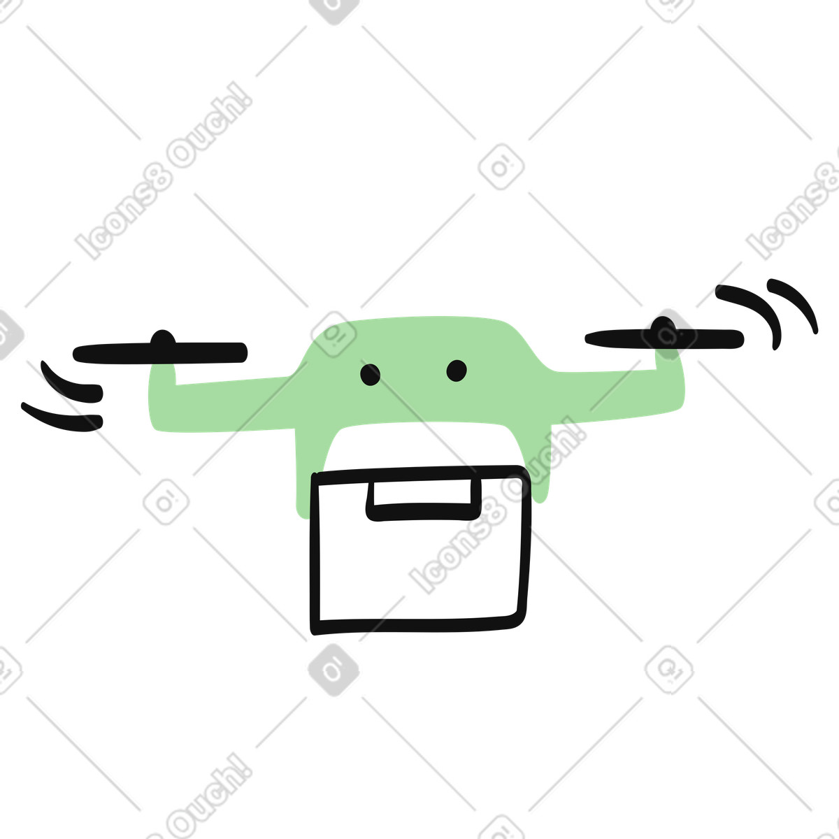 Organic 스타일의 Delivery drone flying with cargo package and rotating propeller blades 일러스트레이션 PNG, SVG 다운로드