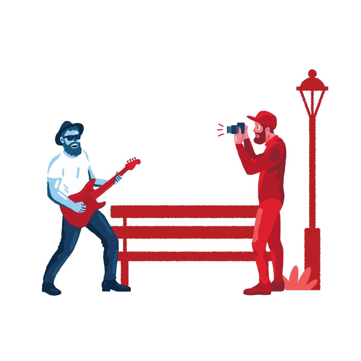 Shooting street musician illustration in PNG, SVG