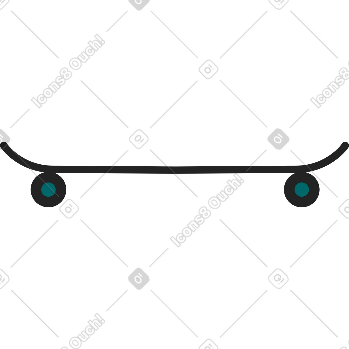Ilustração de Skate sobre duas rodas em no estilo Sammy Line para baixar em PNG, SVG