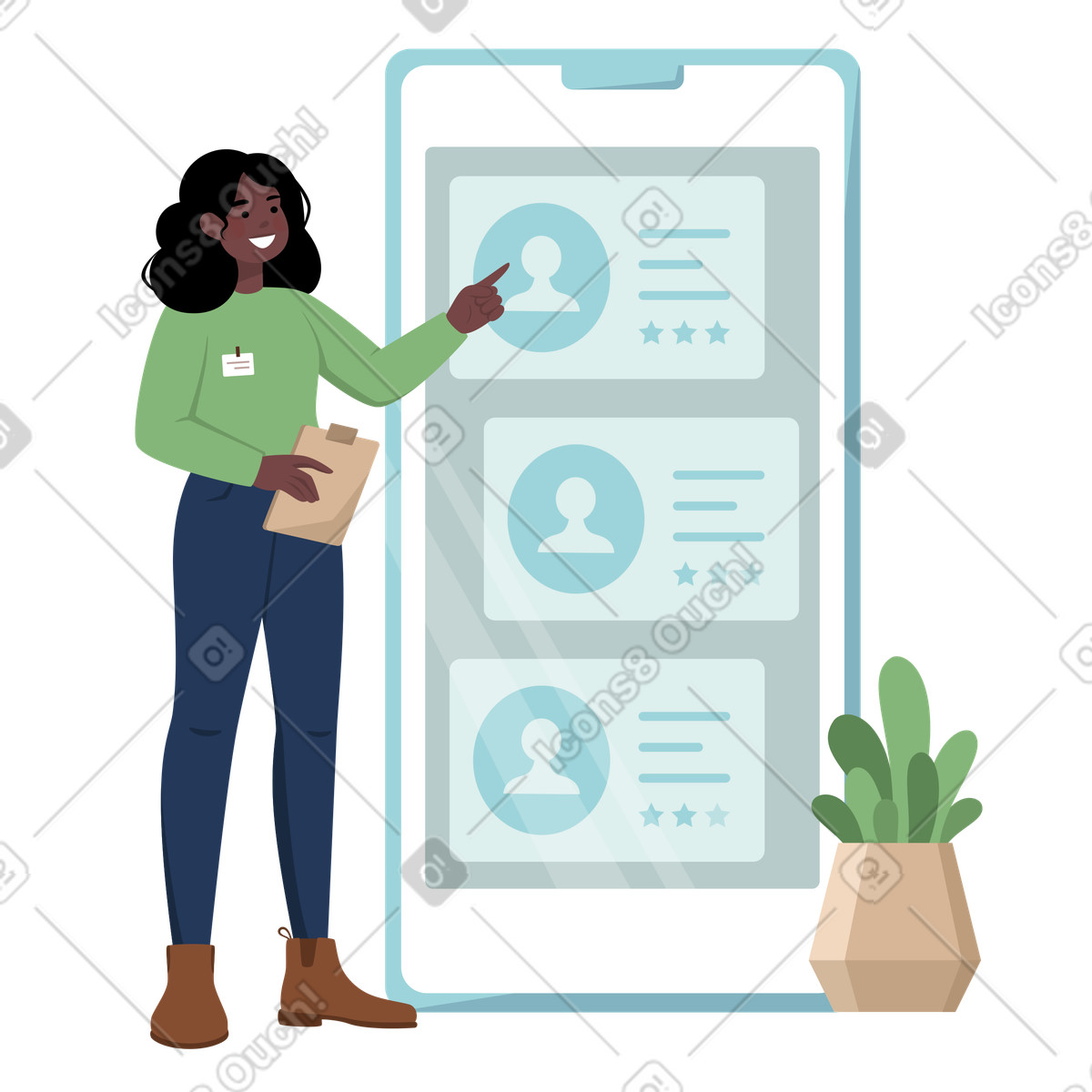 Illustration Recruteur à la recherche d'un nouvel employé dans le style Lagom télécharger aux formats PNG, SVG