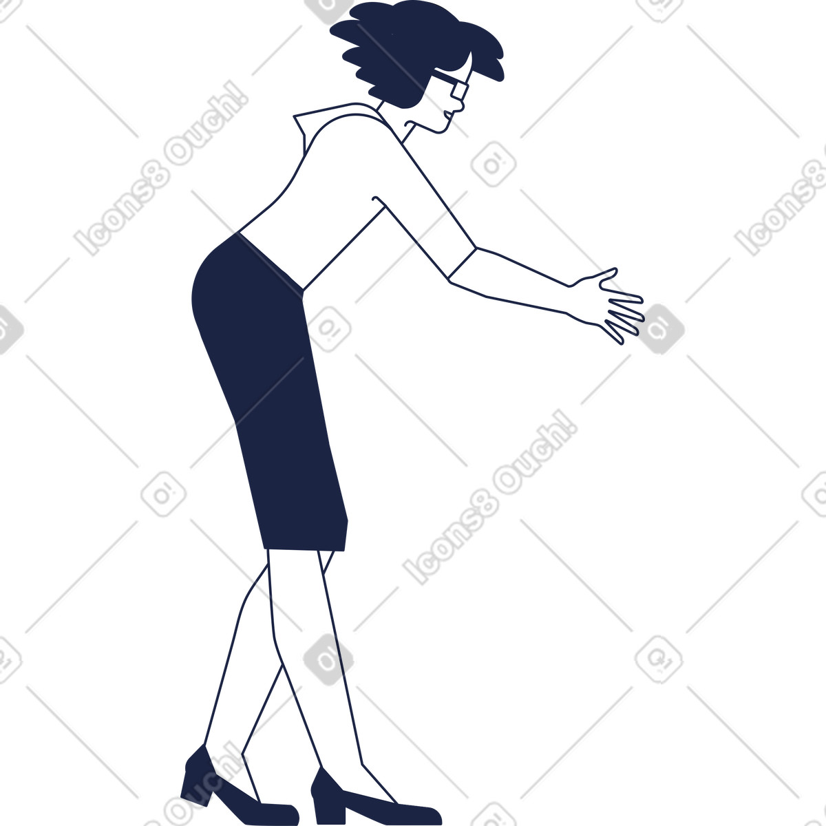 Illustration Femme se penche en avant dans le style Urban Line à télécharger aux formats PNG, SVG