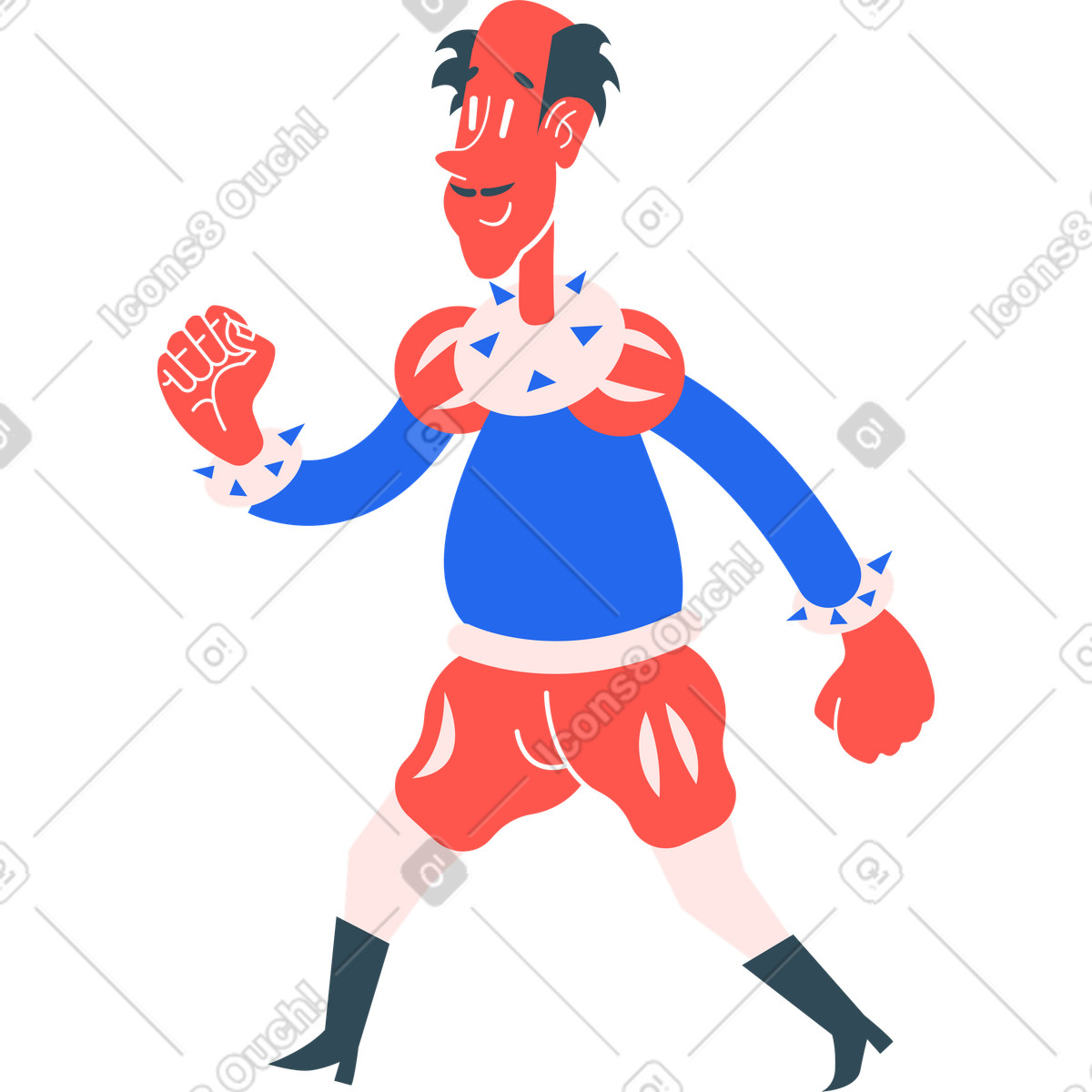 Uomo che cammina illustrazione in stile Kingdom scarica in PNG, SVG