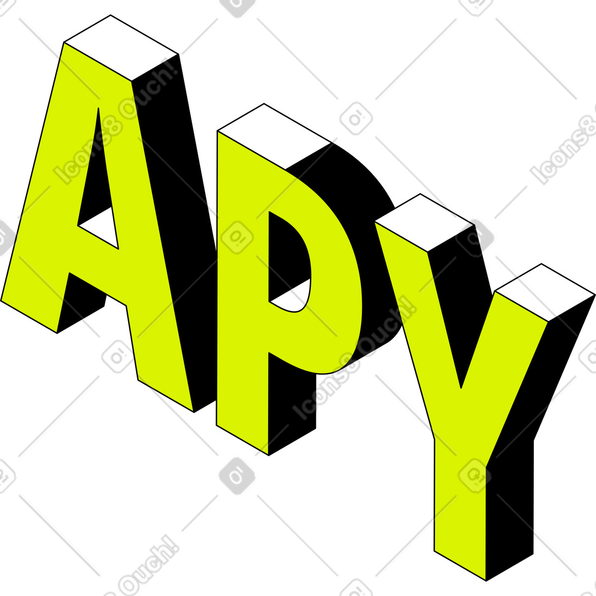 Lettering apy text illustration in Isometric style download in PNG, SVG