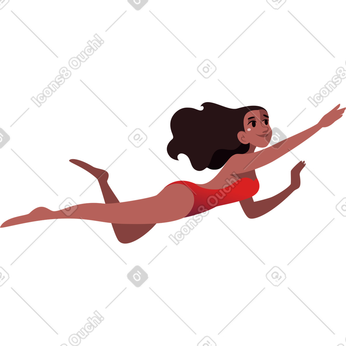 下载 Vivid 风格的 泳装潜水女孩 插画，支持 PNG、SVG 格式