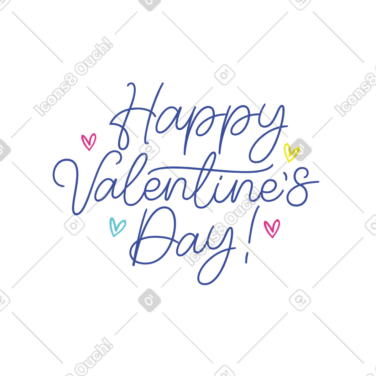 Lettering happy valentine's day! illustrazione in stile Lime scarica in PNG, SVG