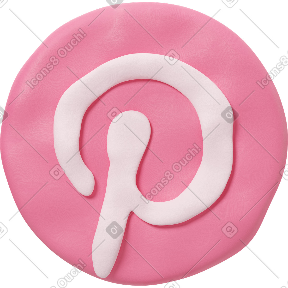 Ilustração de Logo rosa redondo do pinterest em no estilo 3D Plastilina para baixar em PNG, SVG