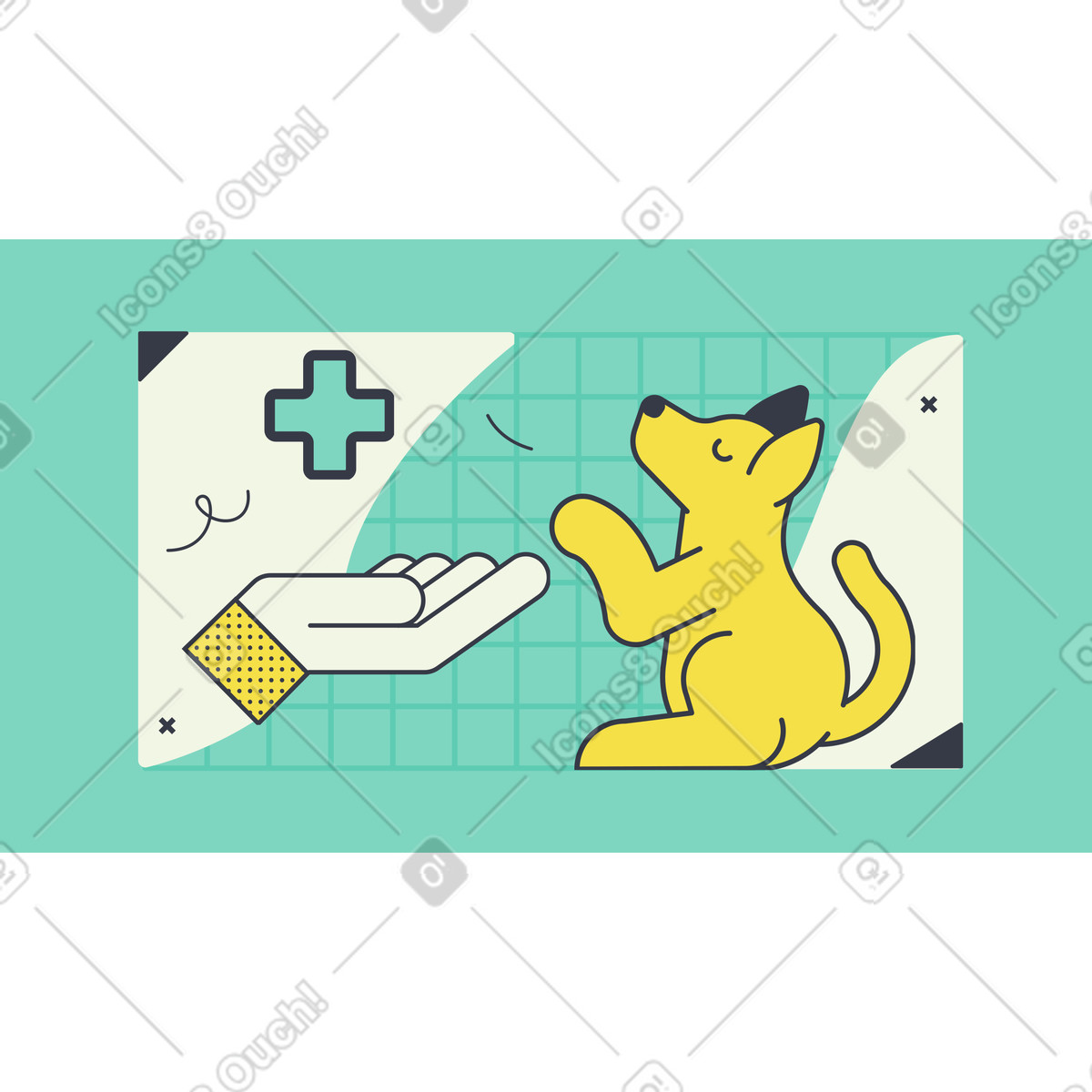 Ilustración Mano y perro que representan el cuidado animal en estilo Abstract a descargar en PNG SVG