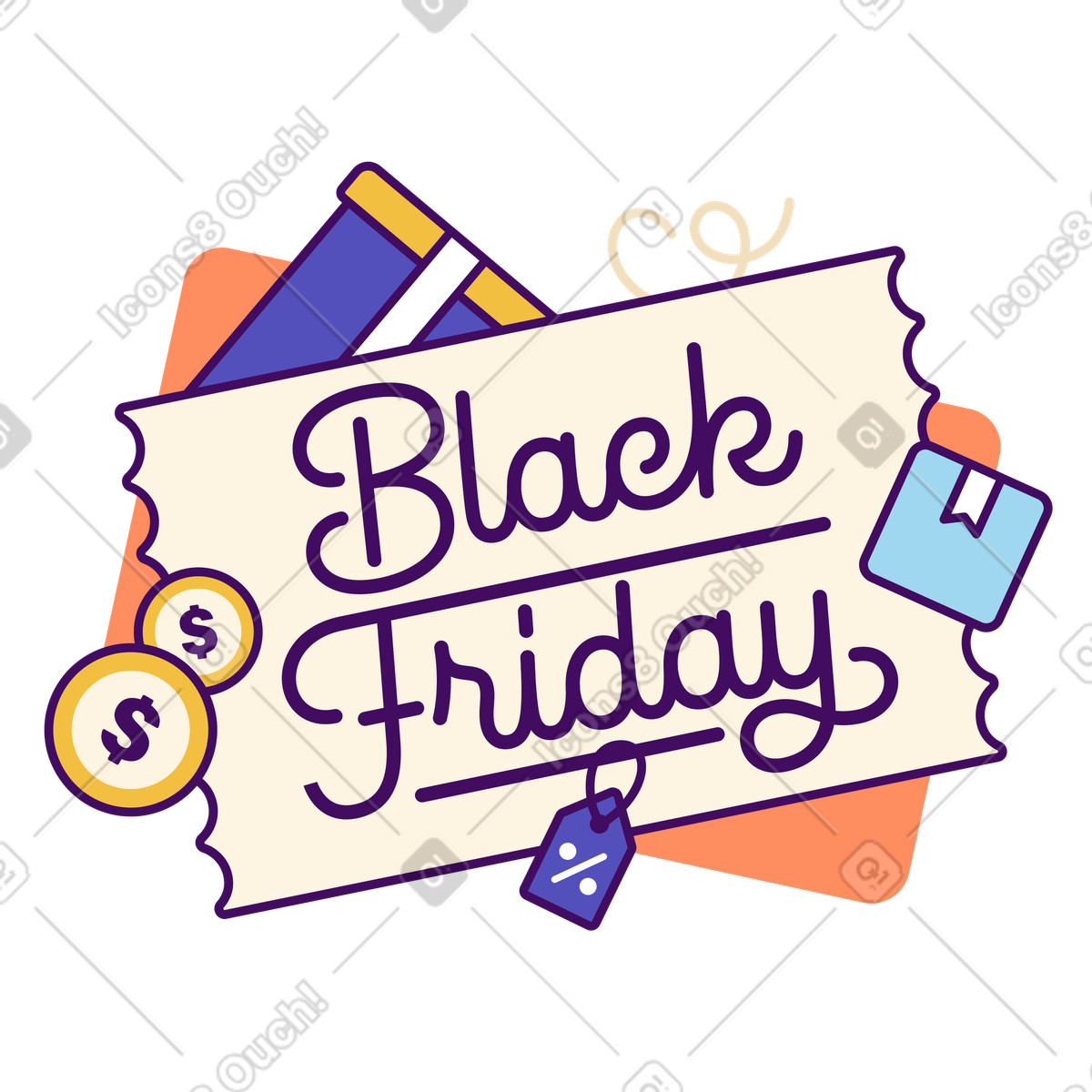 下载 Simplistic 风格的 Black Friday campaign, Seasonal retail offer 插画，支持 PNG、SVG 格式