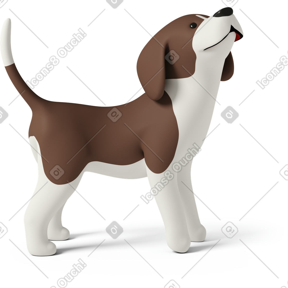 3D Casual life 스타일의 Side view of dog 일러스트레이션 PNG, SVG 다운로드