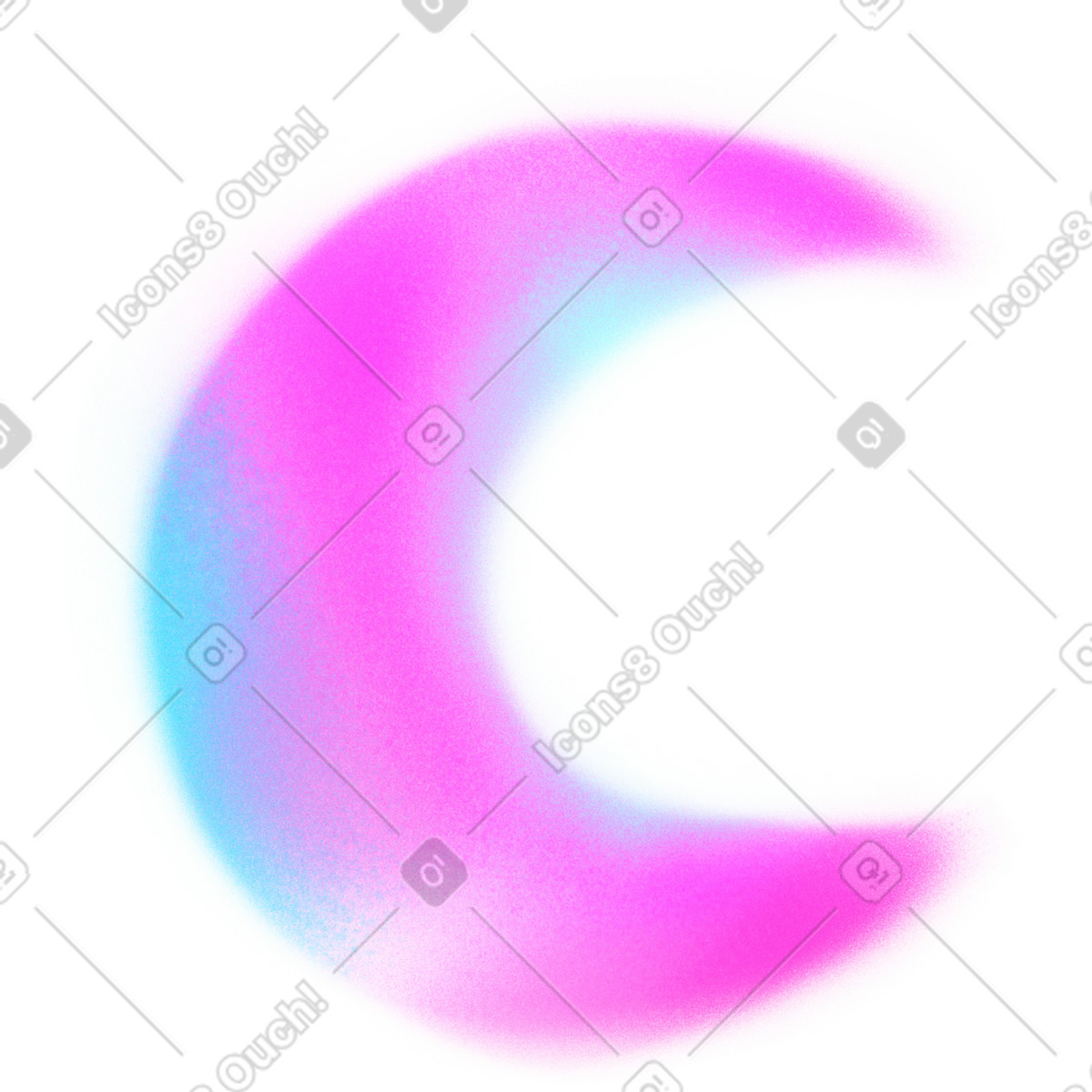 Ilustración Pink and blue crescent moon en estilo Doodle a descargar en PNG y SVG