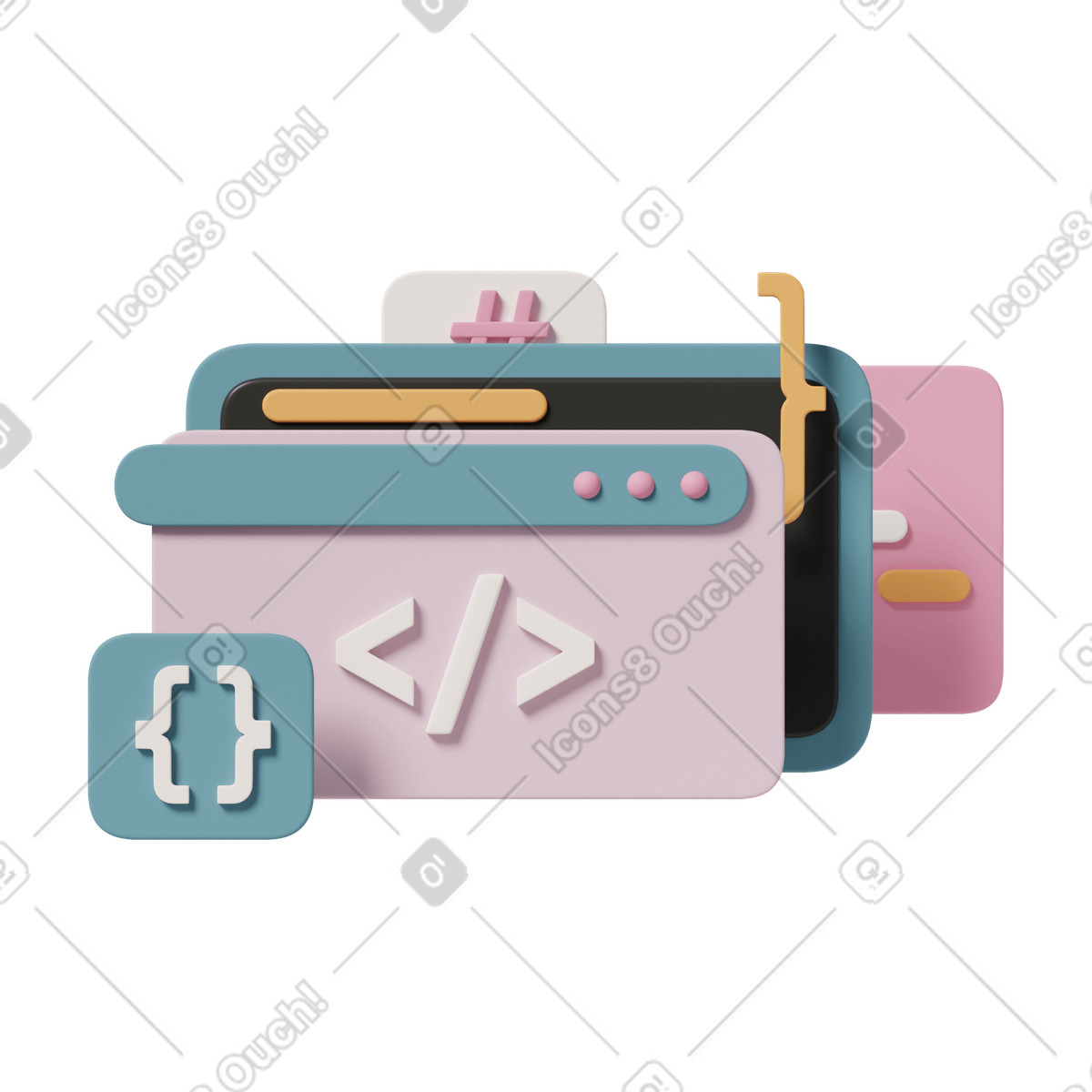 Иллюстрация Windows with developer code symbols в стиле 3D Casual life — скачать в форматах PNG, SVG