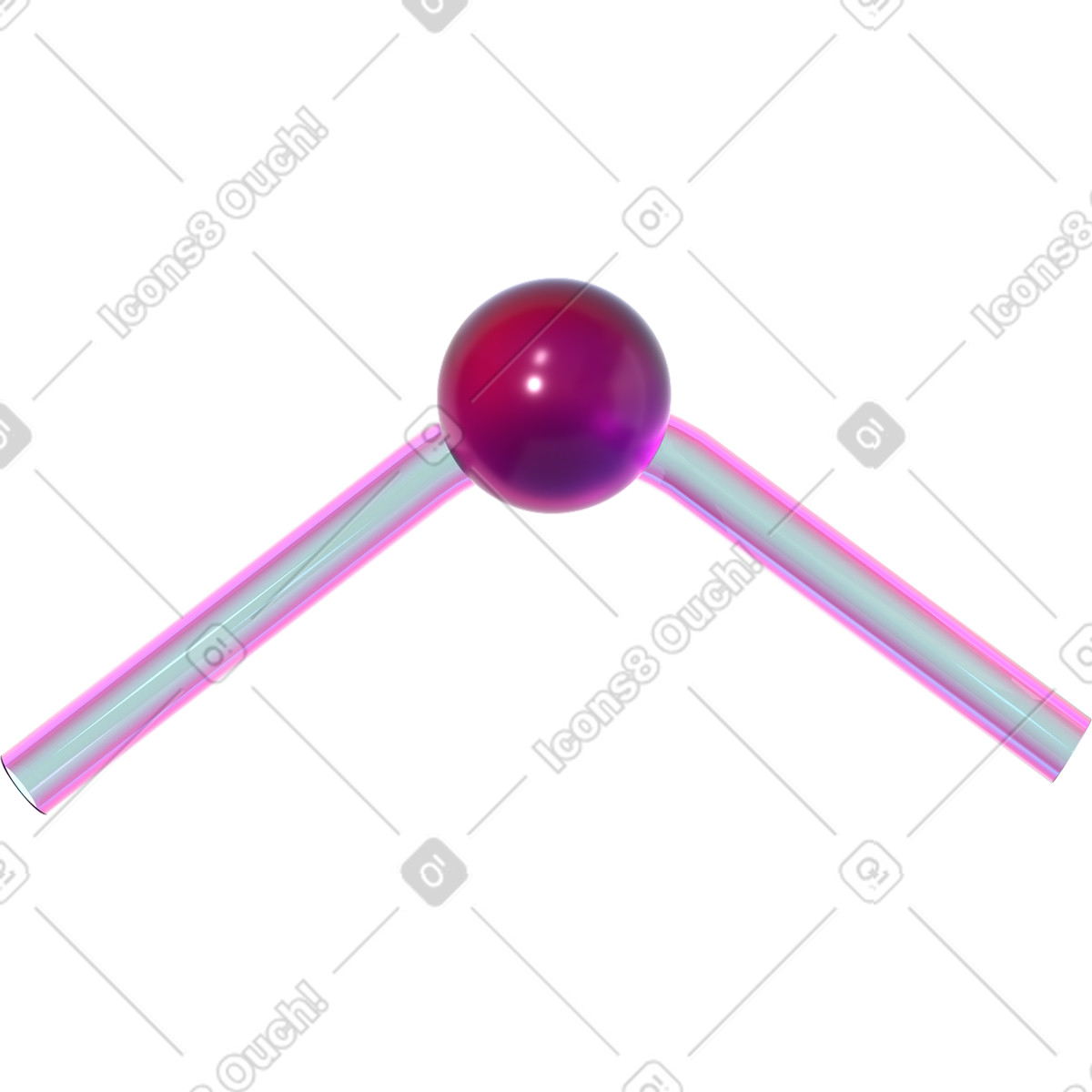 Illustration Tube et sphère en verre courbé dans le style 3D Glassy à télécharger aux formats PNG, SVG