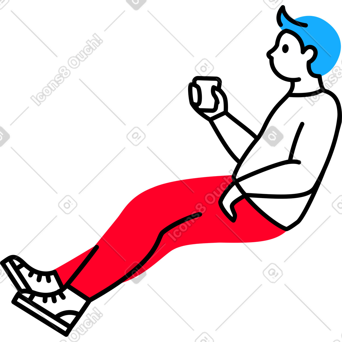 Ilustração de Sitting man holding a glass em no estilo Transistor para baixar em PNG, SVG