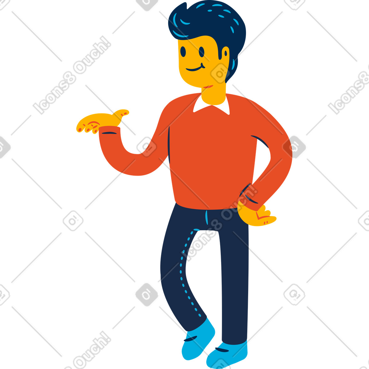 Ilustración Hombre caminando en estilo Flame a descargar en PNG y SVG