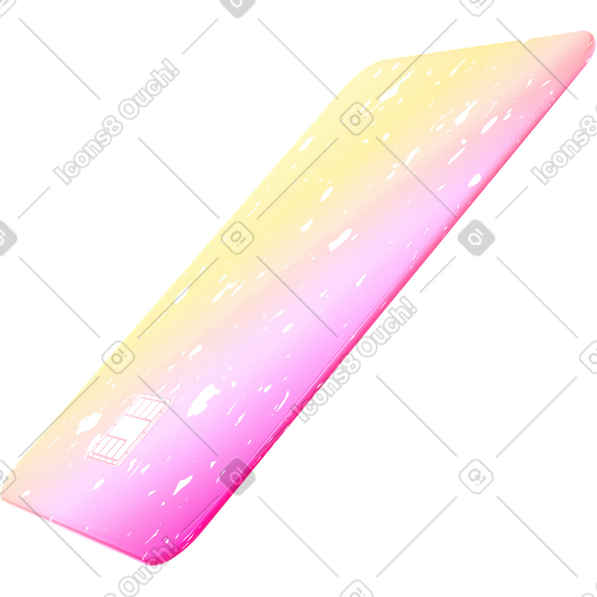 Farbverlauf-plastikkarte mit chip-Illustration im 3D Glassy-Stil als Download in PNG, SVG