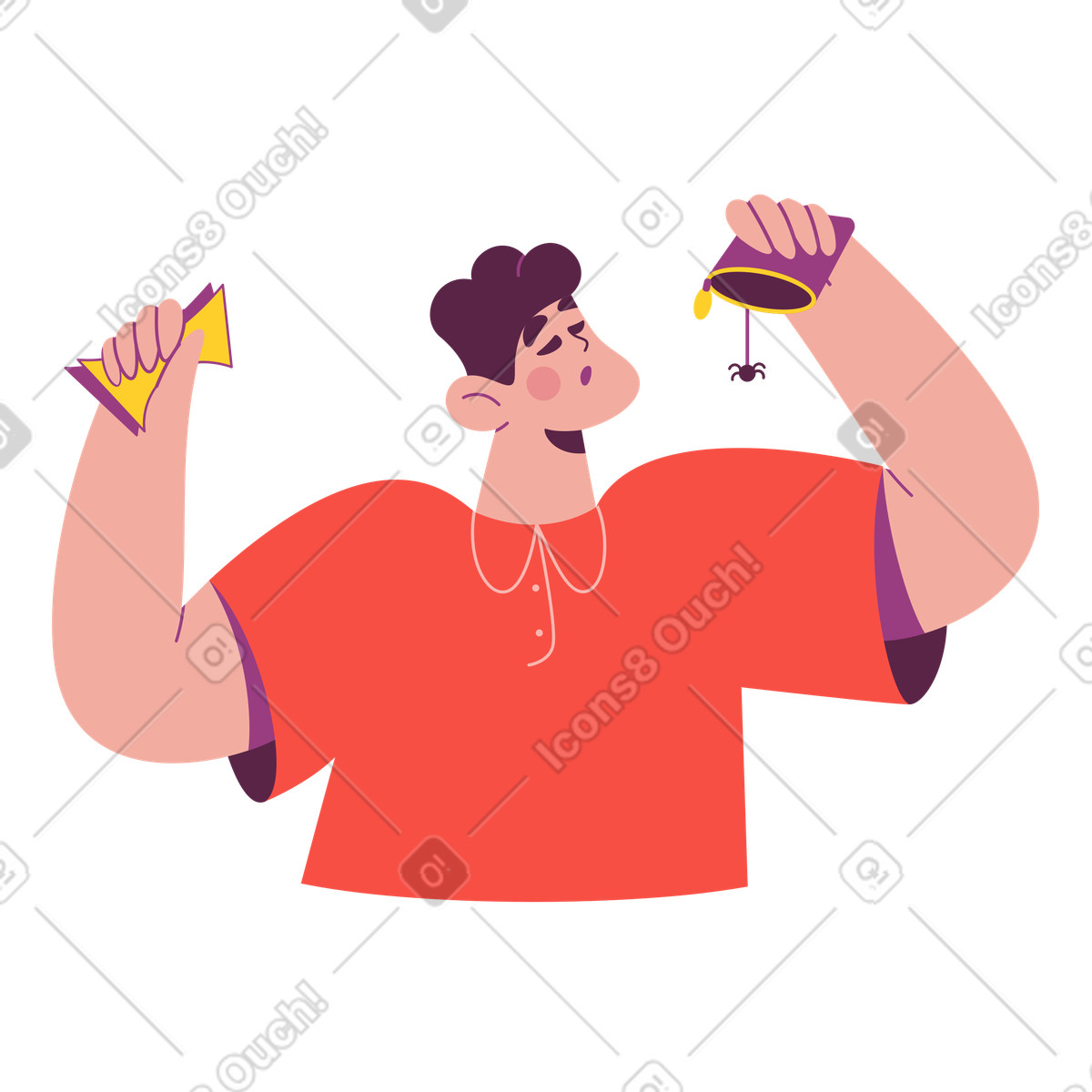 Wallet inspection, Personal finance or debt awareness illustration in Sammy style download in PNG, SVG