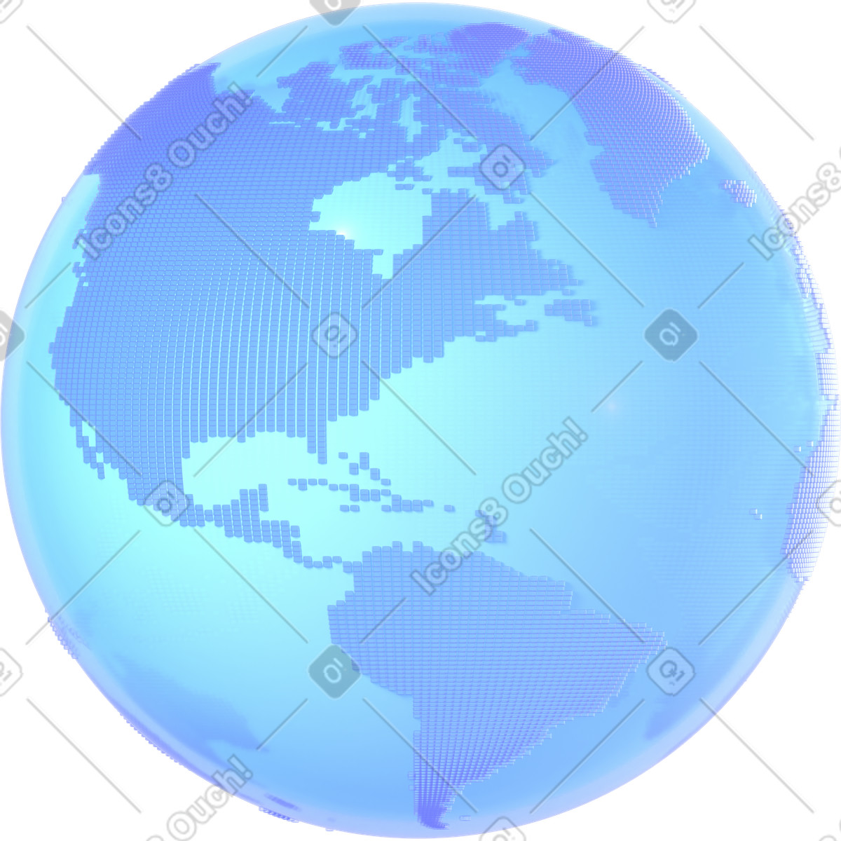 Blue glassy Earth hologram illustration in 3D style download in PNG, SVG
