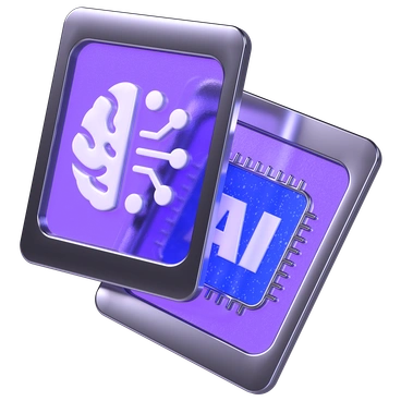 A brain and chip icon representing AI - 3D Boost style illustration